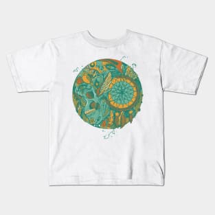 Mountain Green Skull and Dreamcatcher Circle Kids T-Shirt